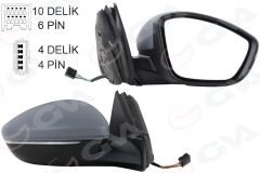 DIŞ DİKİZ AYNASI SAĞ ELEKTRİKLİ ISITMALI SİNYALLİ SENSÖRLÜ ASTARLI KONVEKS 208 19- CORSA F 19- 10H6P 4H2P