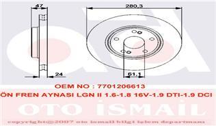 ÖN FREN DİSKİ RENAULT LAGUNA 2 01>07 280x21.8 HAVALI 5 DELİK
