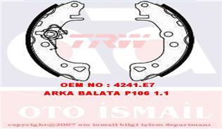 ARKA PABUÇ BALATA P106 1.0 1.1 1.4İ 96 SAXO 1.0 1.1 1.4VTS 1.5D 1.6VTS 96-6.03 164x32