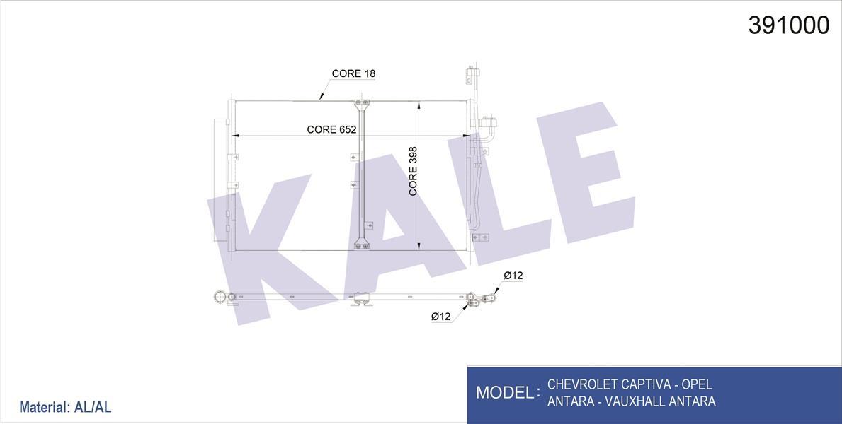 KLİMA KONDENSERİ OPEL ANTARA-CHAVROLET CAPT4A AL-AL 670X393X18