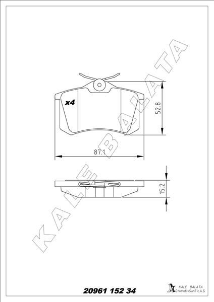 ARKA BALATA MEGANE 2-LAGUNA-GOLF 3-4-PASSAT 3-POLO-C3-C4-P307-AUDI A3-A4 87x52.9x15mm