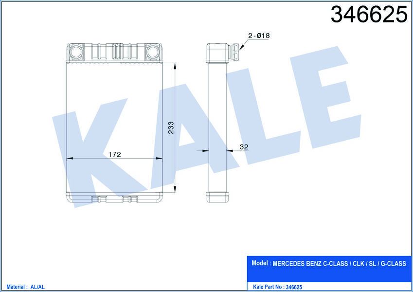 KALORIFER RADYATORU MERCEDES W203 CL203 S203 C209 A209 R230