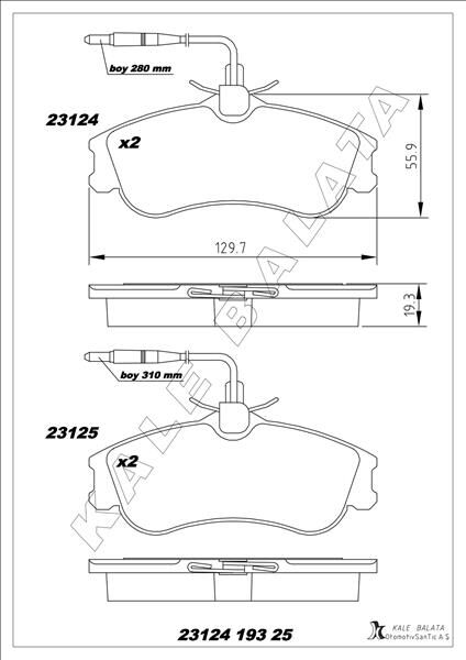 ÖN BALATA PARTNER-BERLINGO 07/96 XSARA 04/97 P306 05/93-05/01 FİŞLİ