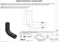 30mm x 39mm 10cm x 10cm DİRSEK HORTUMU SICAK ve SOĞUK SU KULLANIMI İÇİN