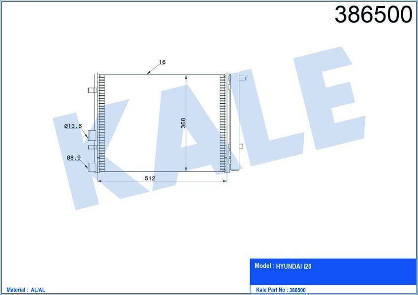 KLİMA KONDENSERİ HYUNDAI İ20 AL/AL 359x328x16