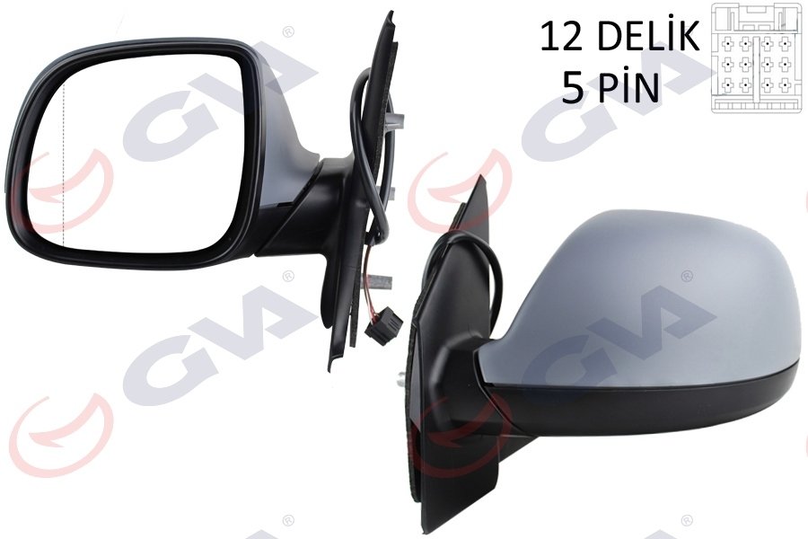 DIŞ DİKİZ AYNASI SOL TRANSPORTER T7 15> ELEKTRİKLİ ISITMALI RADIO ANTENLİ ASTARLI ASFERİK VM-6373EHPAL