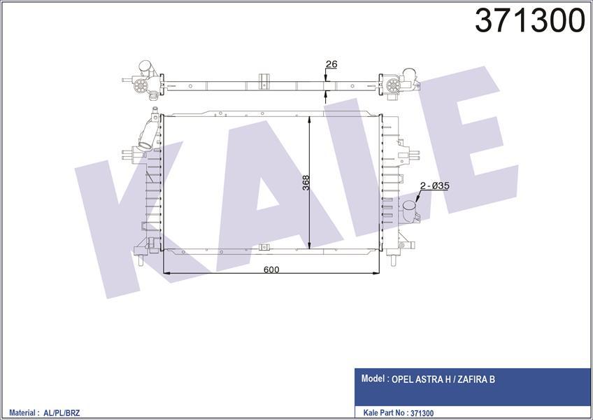 RADYATÖR ASTRA H 1.3-1.7-1.9 CDTİ 04 ZAFIRA 1.7-1.9 CDTI 05 AC KLİMASIZ-KLİMALI MEK 599x368x26