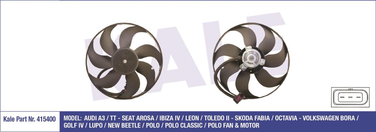FAN MOTORU DAVLUMBAZLI GOLF 4-POLO 95-99 -LEON 99-06 TOLEDO 2-OCTAVIA 01-06 250-80W-350mm