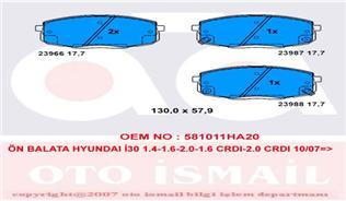 ÖN BALATA HYUNDAI İ30 1.4-1.6-2.0-1.6 CRDI-2.0 CRDI 10/07 KIA CEED 06