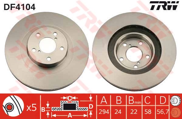 ÖN FREN DİSKİ HAVA KANALLI SUBARU IMPREZA 2.0L EJ205 WRX Turbo 99- / OUTBACK 2.5L 00-03 / FORESTER 2.0L EJ20 S turbo SF 03- 294 ÇAP X 5 BİJON - Takım disk fiyatıdır
