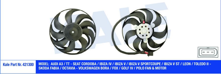 FAN MOTORU PERVANELİ AUDI A3-TT-SEAT CORDOBA-IBIZA 4-5-LEON-TOLEDO 2-SKODA FABIA 220-60W-290mm DAVLUMBAZ YOK