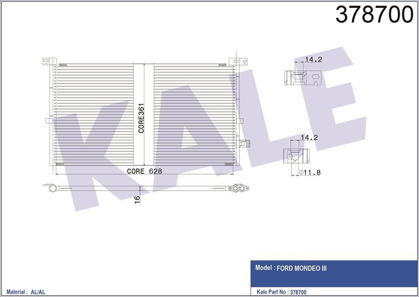 KLİMA KONDENSERİ MONDEO 01 AL-AL 670x361x16
