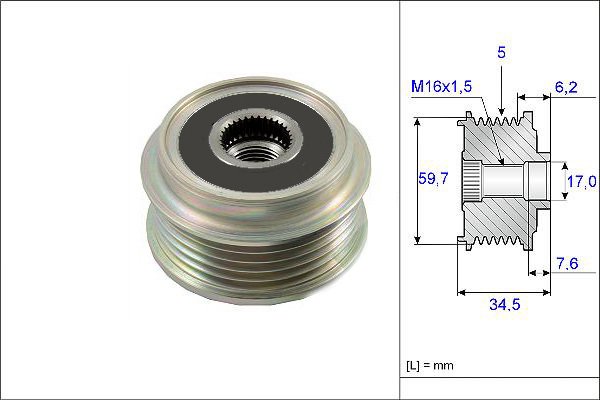 ALTERNATÖR KASNAĞI RULMANLI HYUNDAI TERRACAN 01-06 -KIA CARNIVAL 2.9 TD-CRDİ 99 5 KANAL