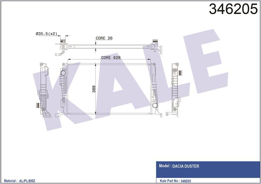 RADYATÖR DACIA DUSTER 1.5 DCİ-1.5 DCİ 4x4 2010 AL/PL/BRZ