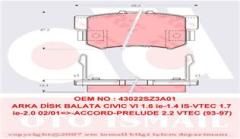 ARKA BALATA CIVIC VII 01-05 - CIVIC VIII 05 ACCORD VII 98-02 - ACCORD VIII 06