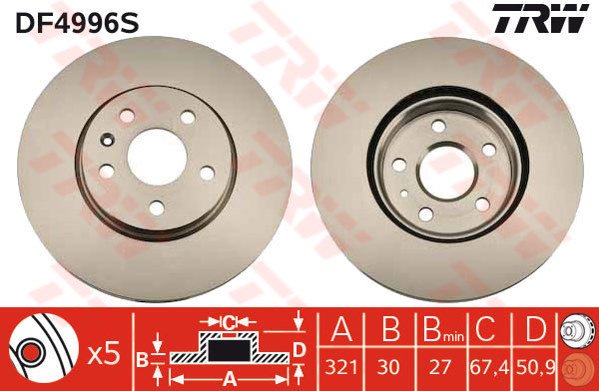 ÖN FREN AYNASI INSIGNIA A 08> SAAB 9-5 YS3G 10> 17 JANT 321x30x5DLxHAVALI 13502214-569422
