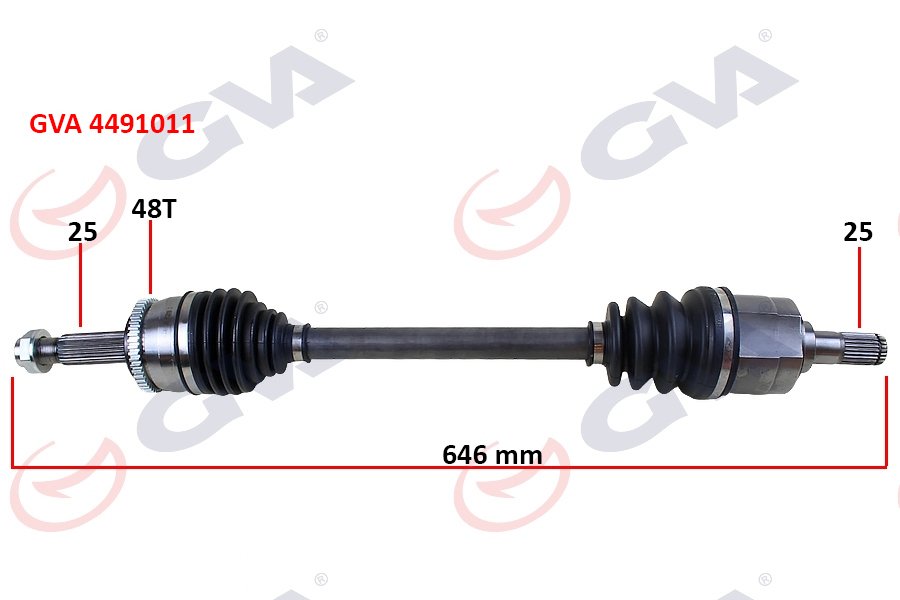 KOMPLE AKS SOL HYUNDAI ACCENT BLUE 1.4L 1.6L G4FA G4LC G4FC BENZİNLİ 10- ABS Lİ 25X25 - ABS 48 DİŞ KOMPLE BOY 652MM