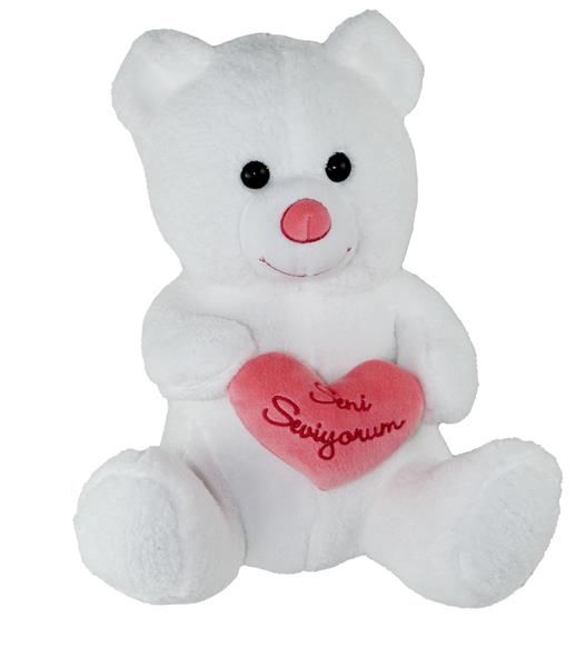 45 CM BEYAZ KALPLİ AYI OYUNCAK AYI PELUŞ